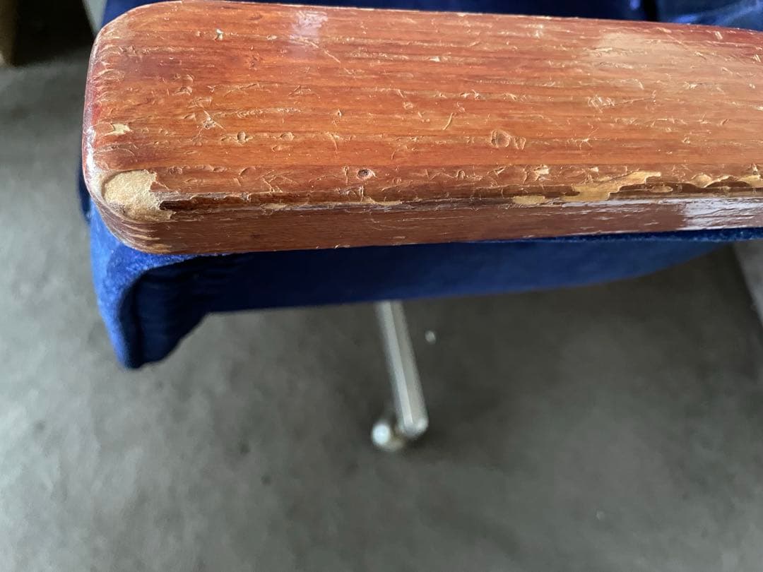 昭和レトロ ネイビー ベルベット ダイニングチェア