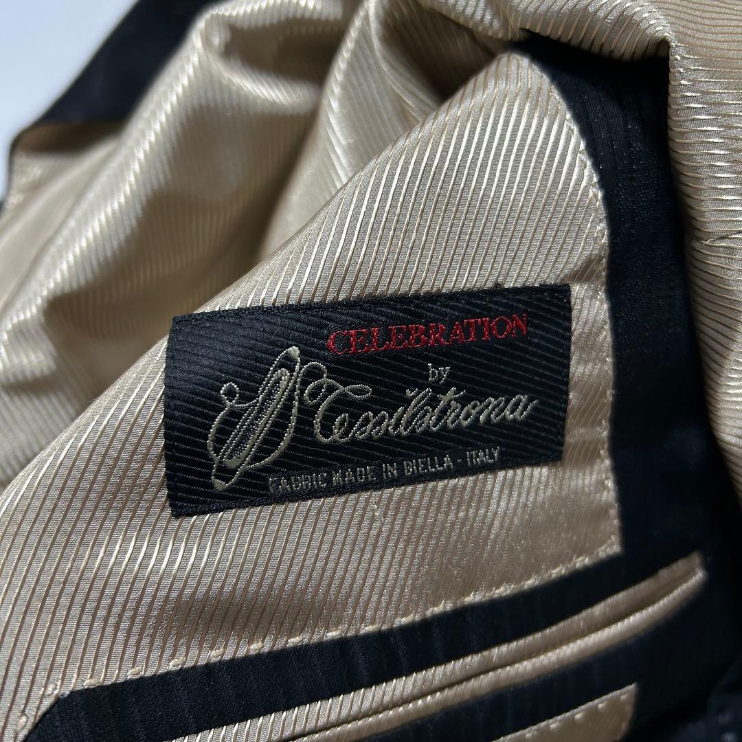 90s イタリア製 セットアップ スーツ ウール テーラードジャケット 艶 光沢