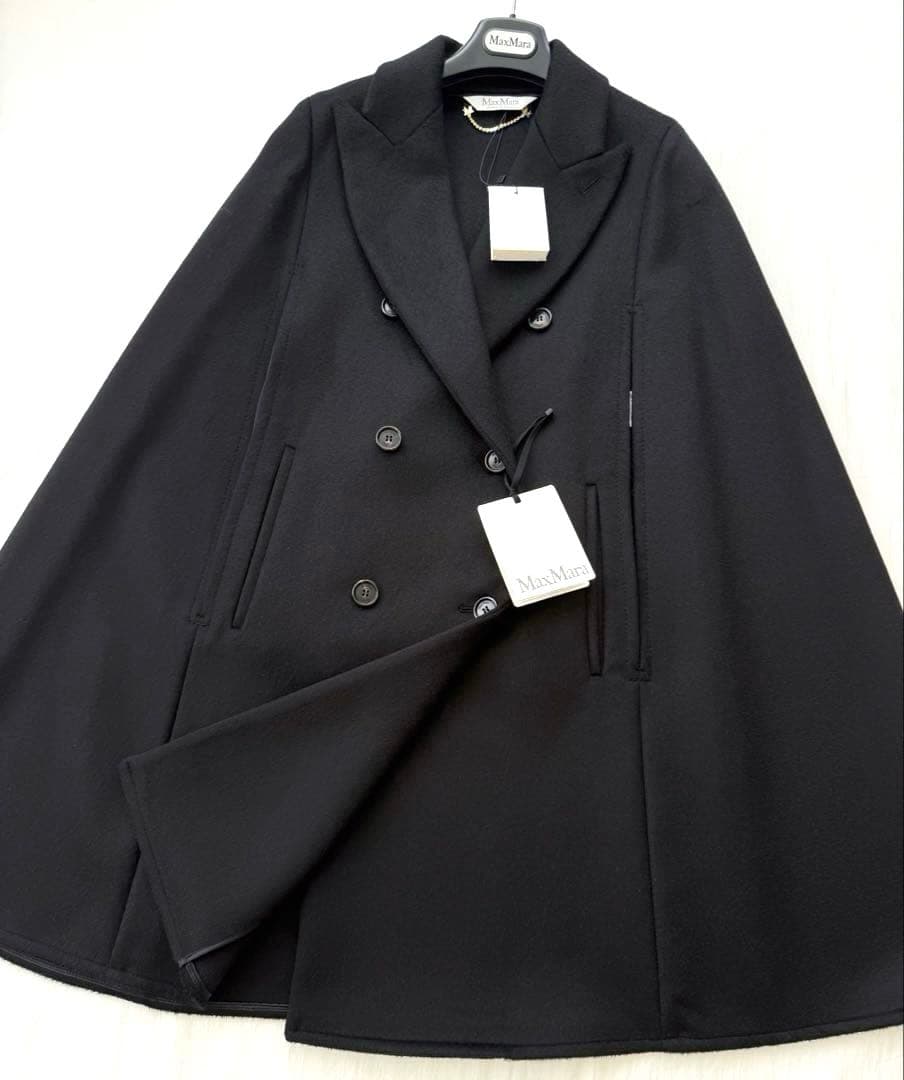 新品値札付 フランス購入 定価約40万円 マックスマーラ キャメル100%ケープ