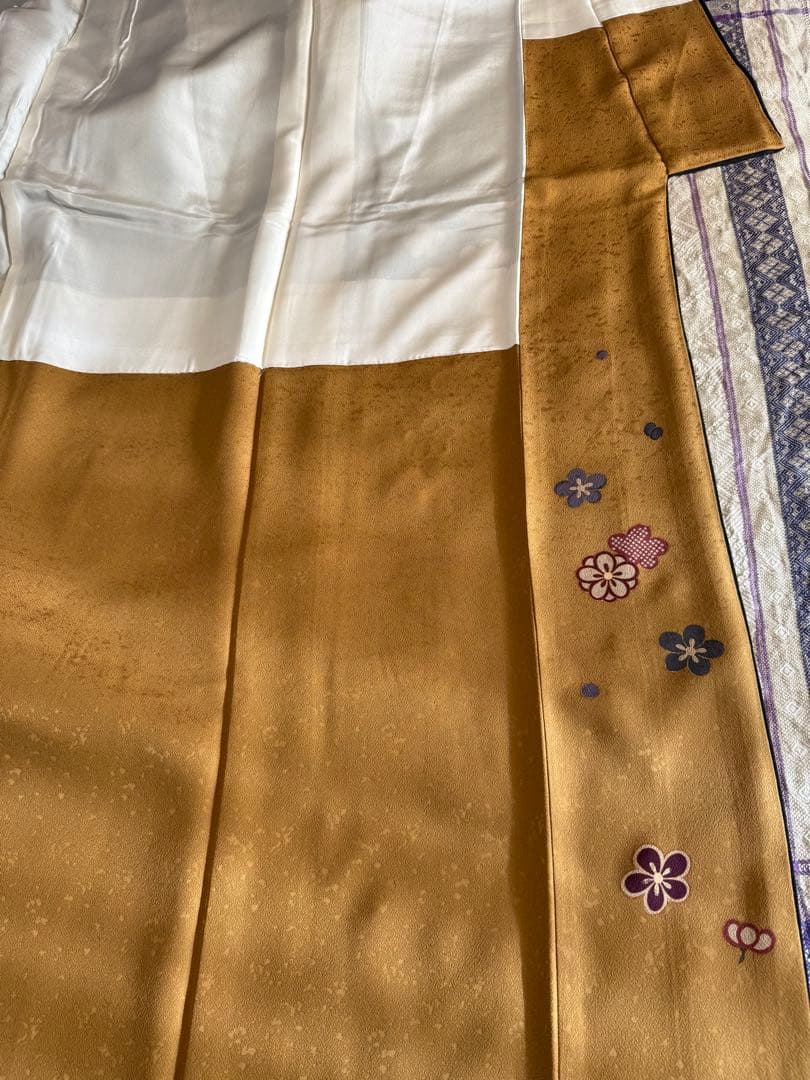 二尺袖　振袖　訪問着　黒地　松 梅 藤