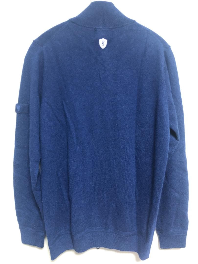 未使用 タグ付き カシミヤ フルジップアップ ニットブルゾン 4 M ネイビー