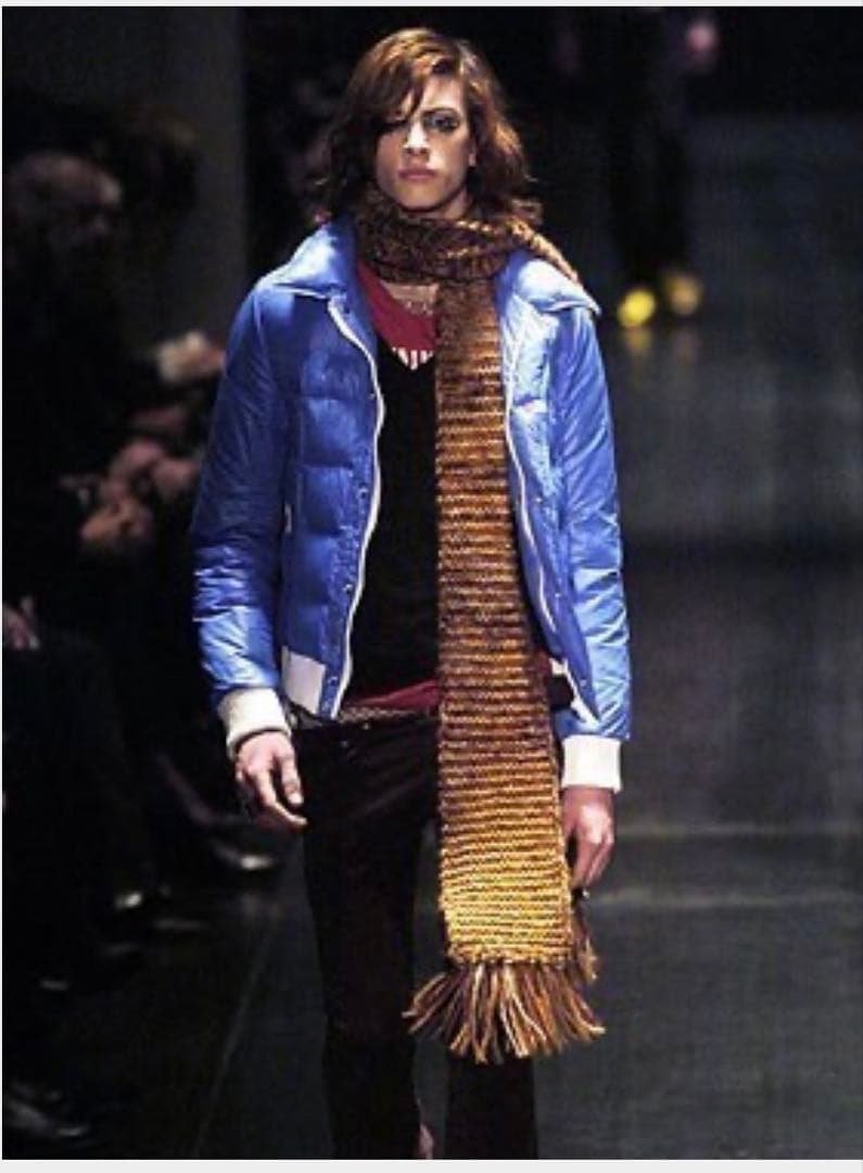 05AW ディオールオム　モヘアフリンジロングマフラー　グラム期　エディタグ有り