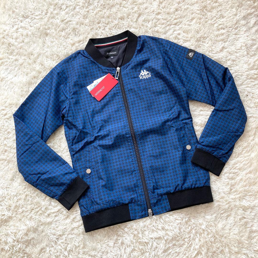 未使用 KAPPA カッパ ゴルフ 千鳥柄 撥水 ブルゾン 青 S ジャケット