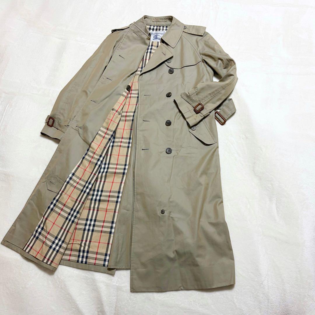 【美品】バーバリー　トレンチコート　ダブル　ノバチェック　ベージュ　レディース
