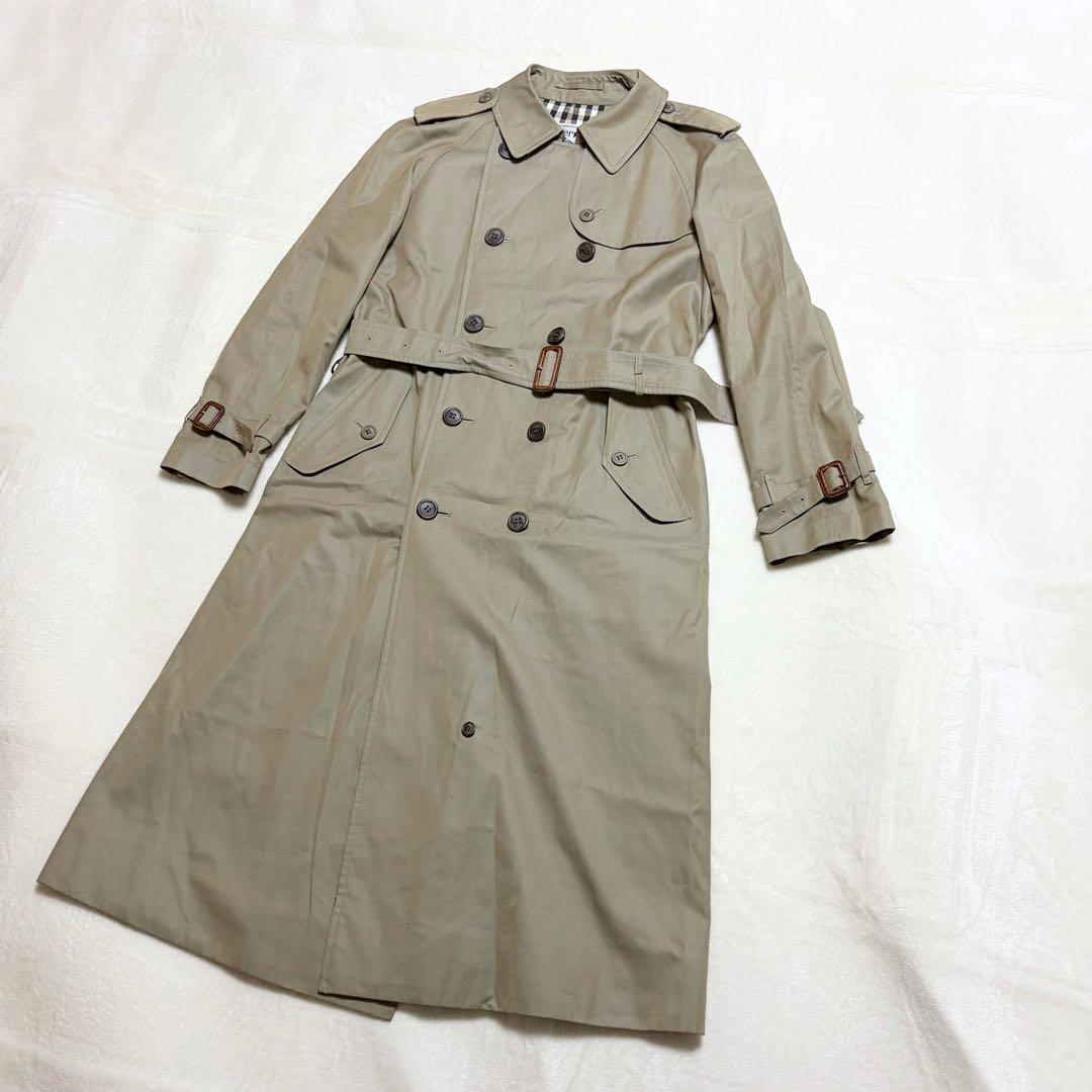 【美品】バーバリー　トレンチコート　ダブル　ノバチェック　ベージュ　レディース
