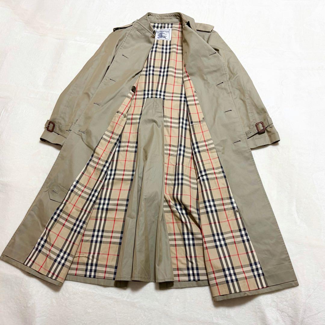 【美品】バーバリー　トレンチコート　ダブル　ノバチェック　ベージュ　レディース