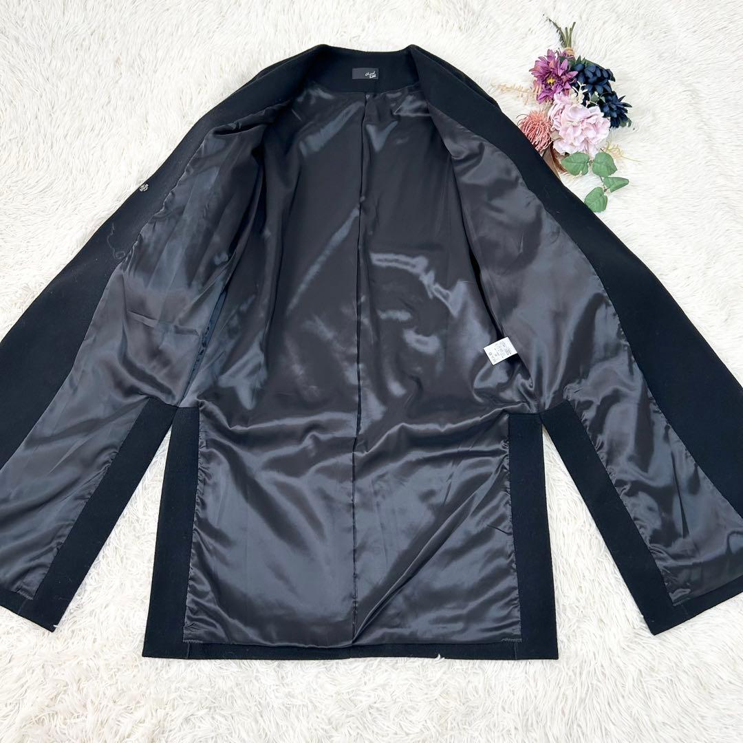 【新品】Grand Table フォックスファー付きVネックノーカラーコート 黒