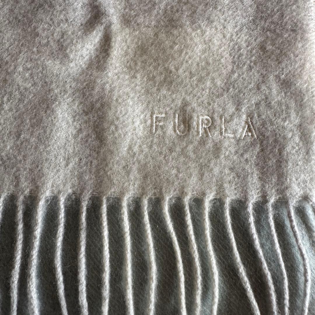 【未使用新品】FURLA 洗えるカシミヤ ラメ入りフリンジ マフラー ホワイト系