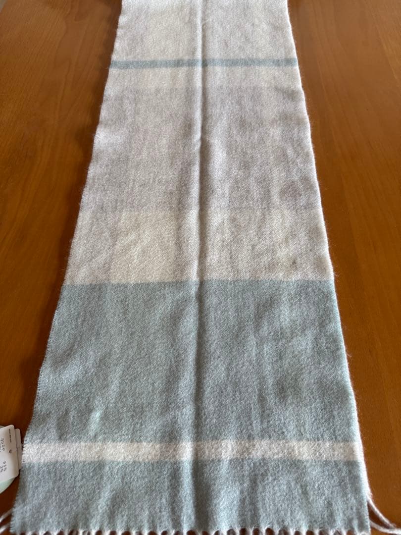 【未使用新品】FURLA 洗えるカシミヤ ラメ入りフリンジ マフラー ホワイト系