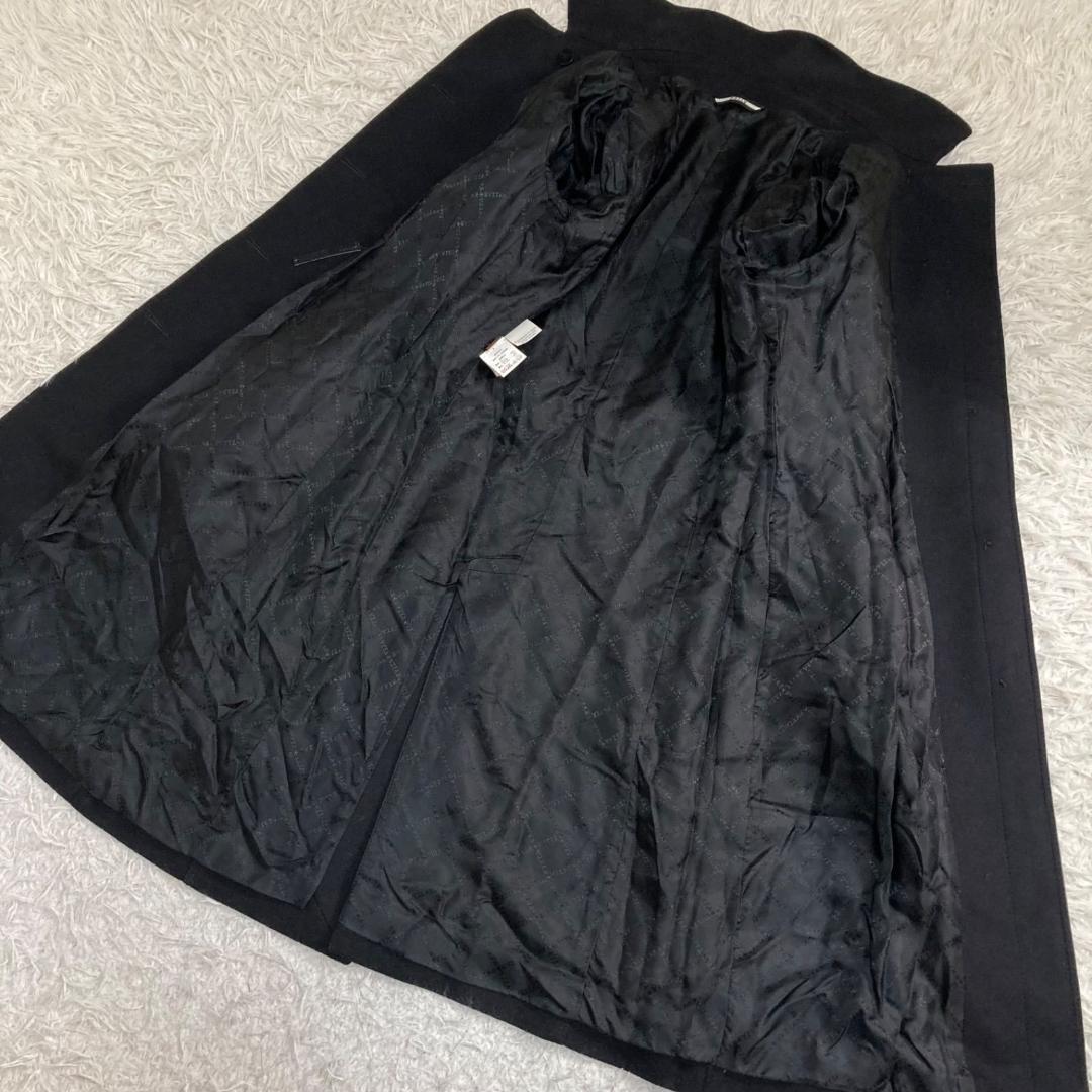 17517✨バリー 42 LL ウールカシミア ロングコート 胡桃ボタン 黒