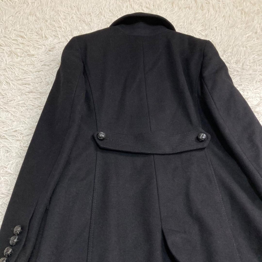 17517✨バリー 42 LL ウールカシミア ロングコート 胡桃ボタン 黒
