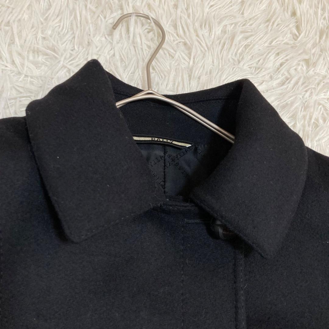 17517✨バリー 42 LL ウールカシミア ロングコート 胡桃ボタン 黒