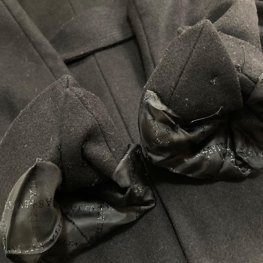 17517✨バリー 42 LL ウールカシミア ロングコート 胡桃ボタン 黒