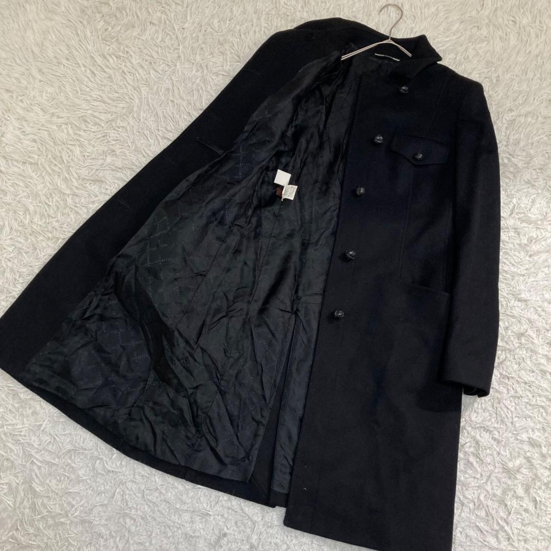 17517✨バリー 42 LL ウールカシミア ロングコート 胡桃ボタン 黒