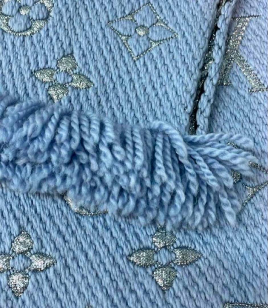 ルイヴィトン エシャルプ・ロゴマニア シャイン ライトブルー マフラー