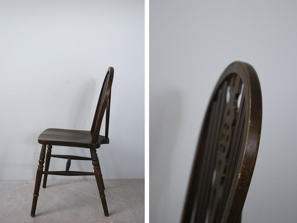 英国アンティーク木製ホイールバックチェア/ダイニングイス/椅子(89-110-2