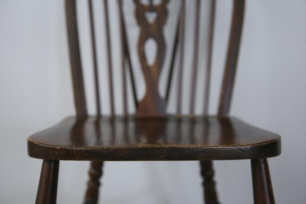 英国アンティーク木製ホイールバックチェア/ダイニングイス/椅子(89-110-2