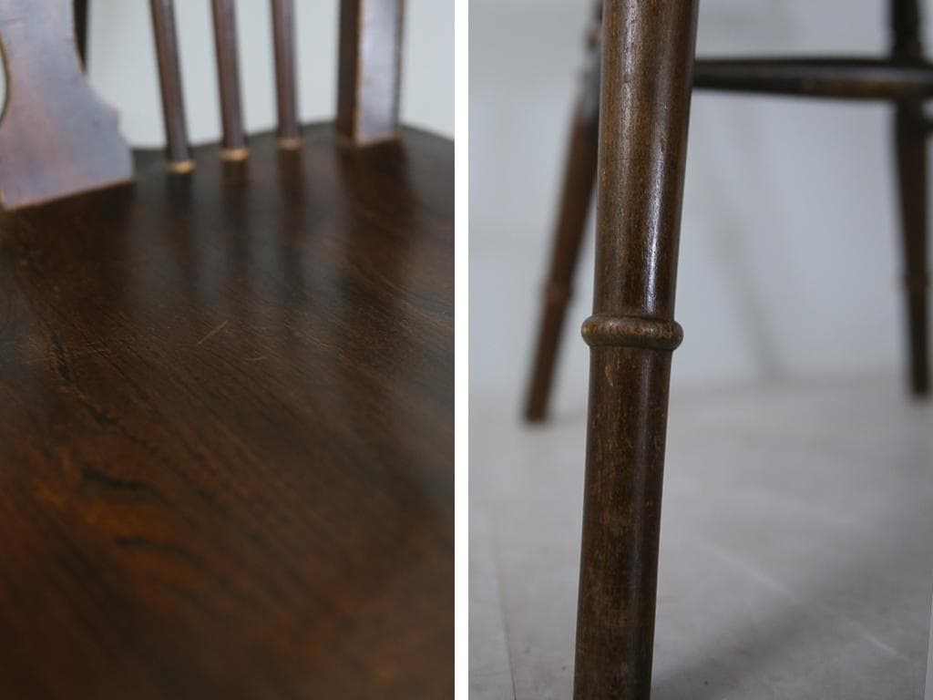 英国アンティーク木製ホイールバックチェア/ダイニングイス/椅子(89-110-2