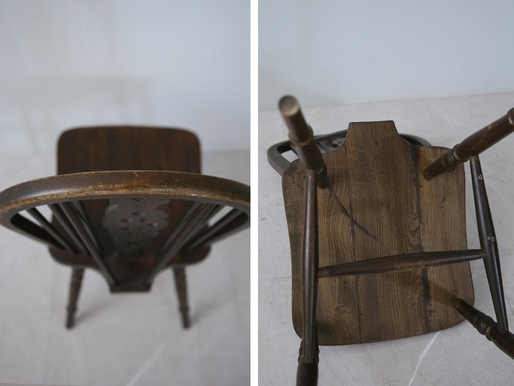 英国アンティーク木製ホイールバックチェア/ダイニングイス/椅子(89-110-2