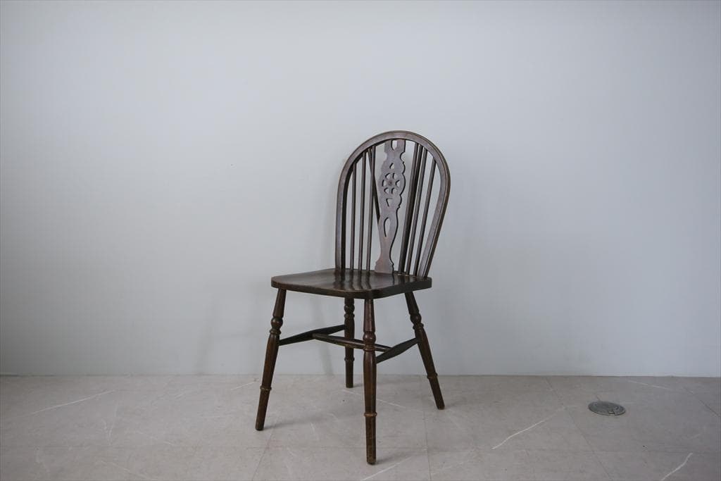 英国アンティーク木製ホイールバックチェア/ダイニングイス/椅子(89-110-2