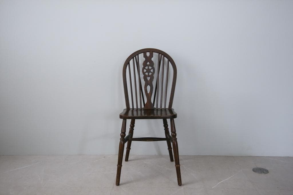 英国アンティーク木製ホイールバックチェア/ダイニングイス/椅子(89-110-2