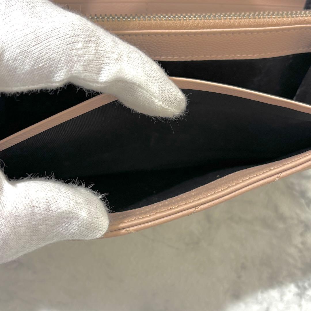 サンローラン 長財布 キルティング フラップ カサンドラ レザー ピンク