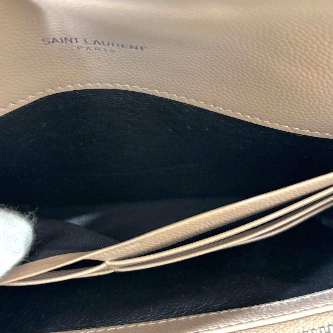 サンローラン 長財布 キルティング フラップ カサンドラ レザー ピンク