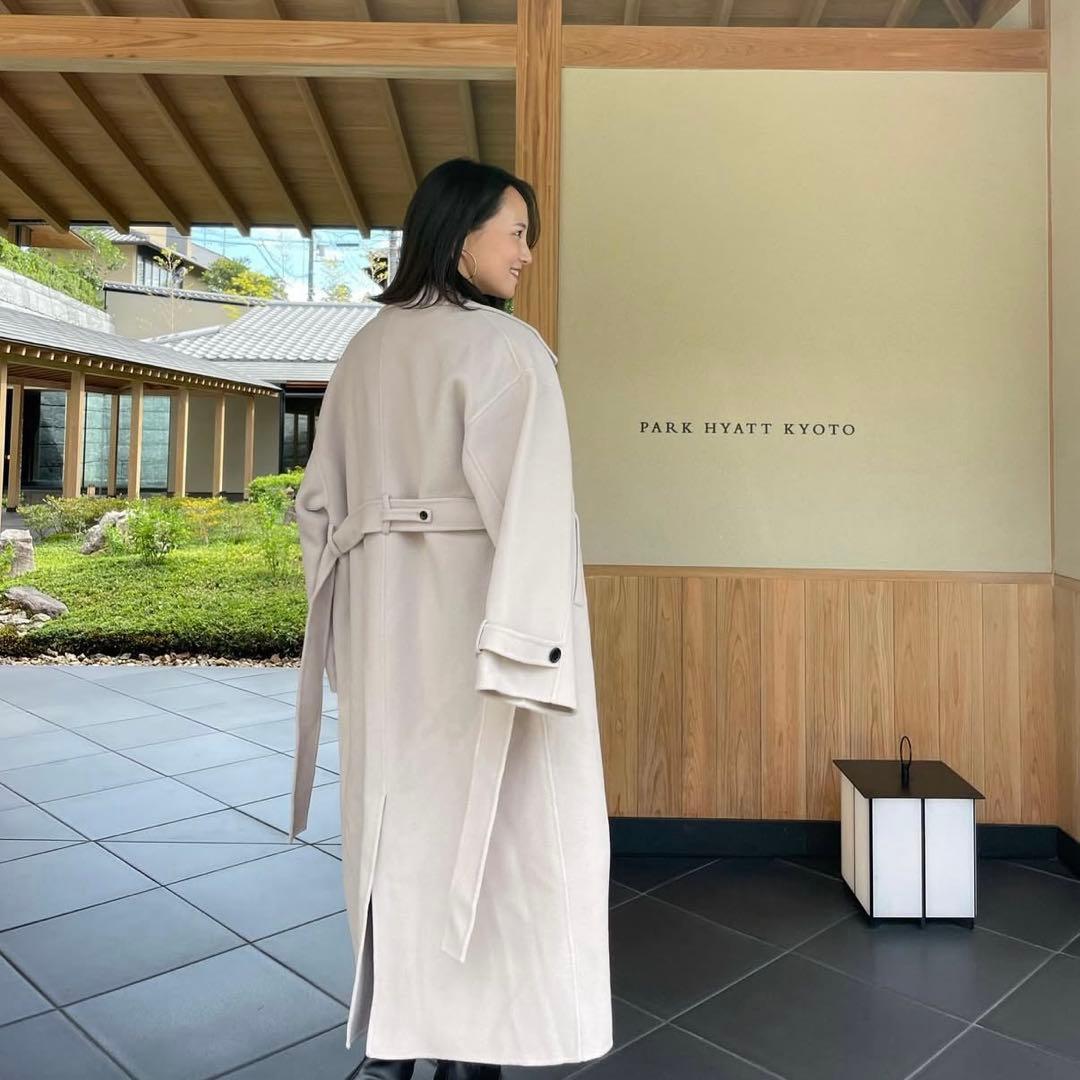 SOUAIRE ソアール ボリュームスリーブウールリバーコート ECRU