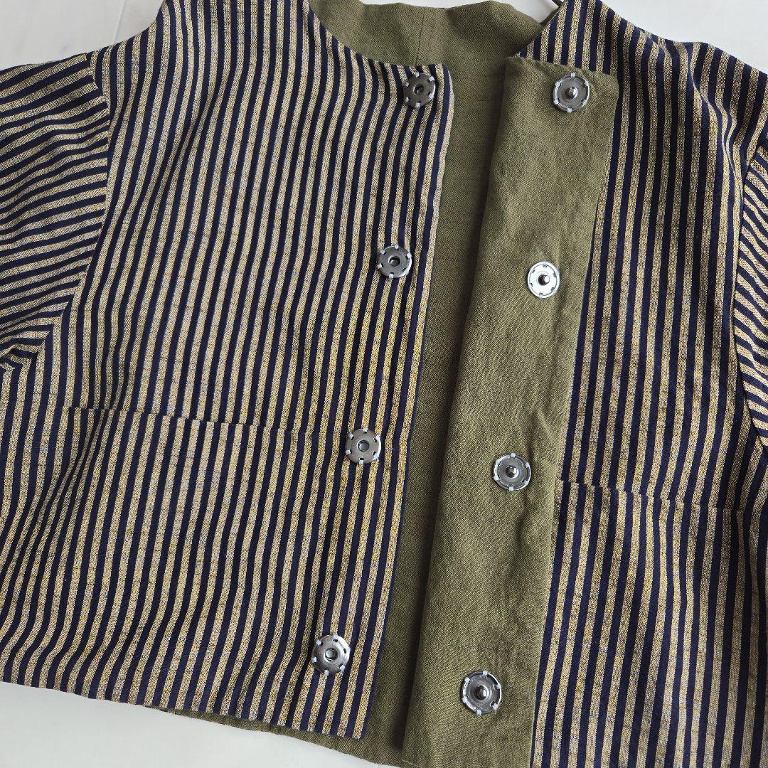 YAMMA ヤンマ産業 会津木綿 リバーシブル ノーカラージャケット