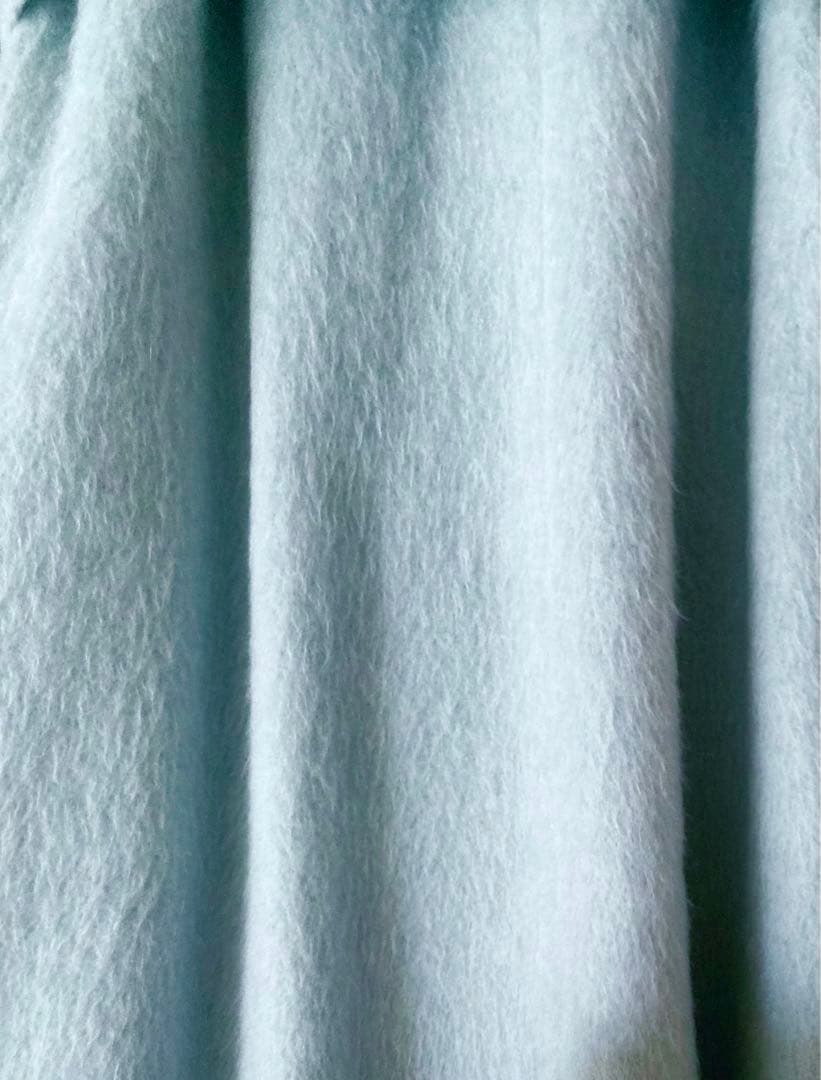 美品　パオラフラーニ　ロングコート　ノーカラー　共布ベルト付　水色　ブルー