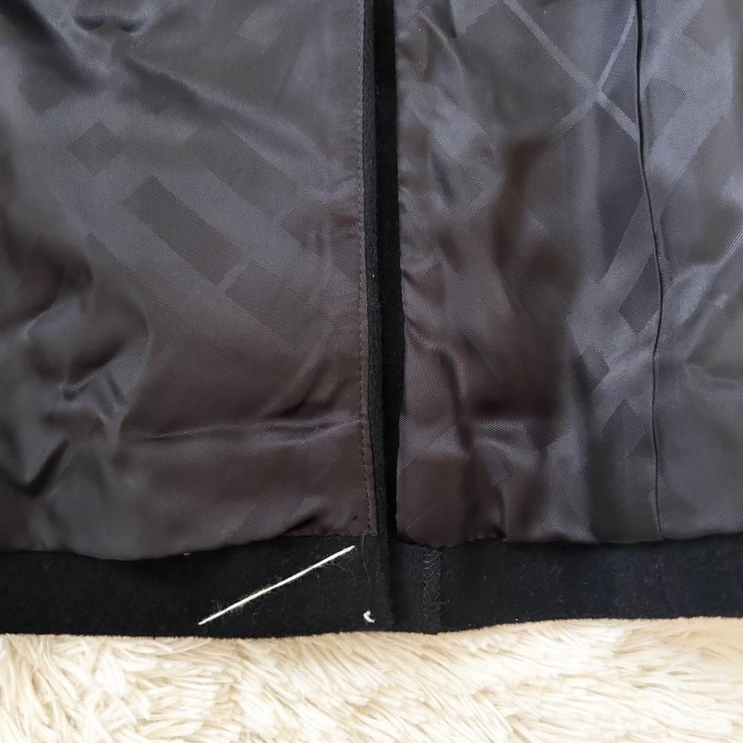 バーバリーロンドン ロングコート アンゴラ ベルト 銀ボタン ブラック 40 L