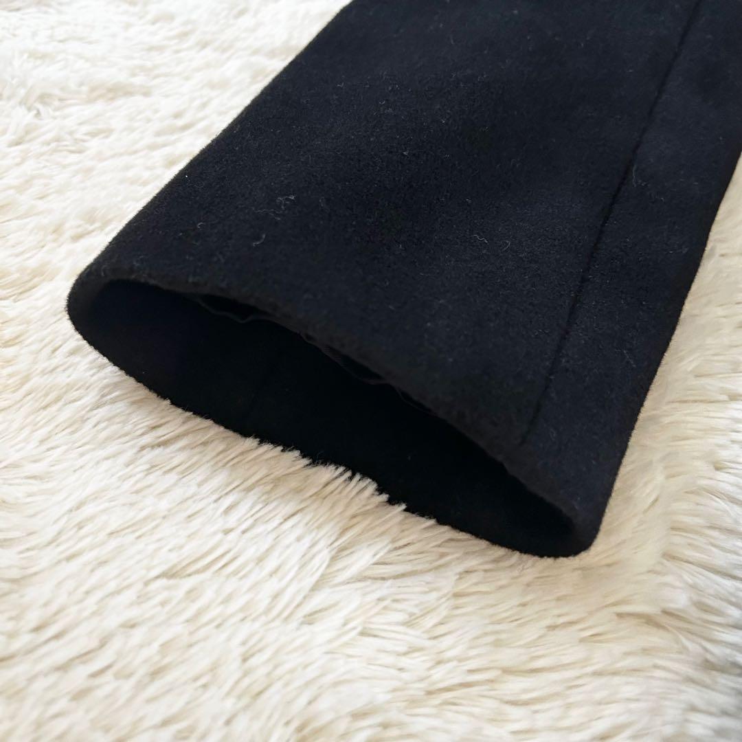 バーバリーロンドン ロングコート アンゴラ ベルト 銀ボタン ブラック 40 L