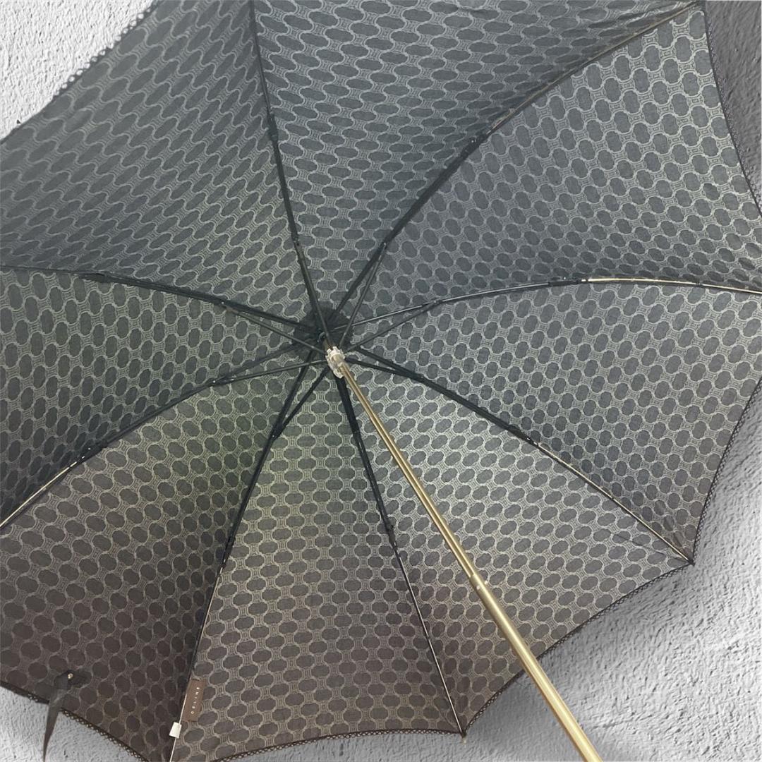 【美品】CELINE 折りたたみ傘　マカダム　トリオンフ　総柄　ブラック　廃番