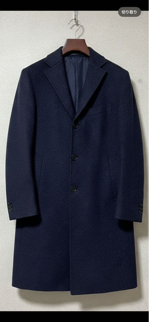 美品 EDIFICE カシミヤ混 チェスターコート 44 メンズ 冬アウター