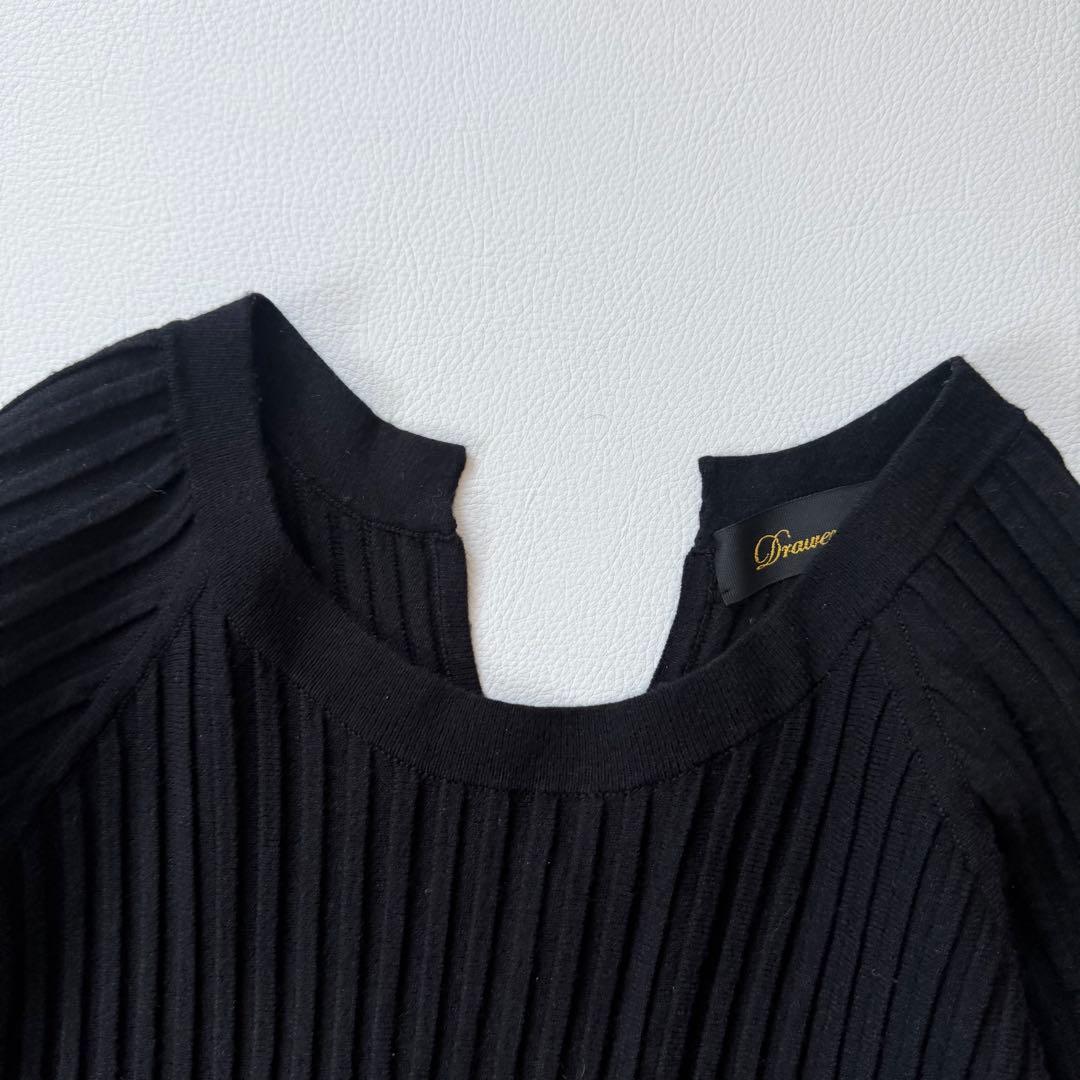 9.4万円✨ドゥロワー　16Gリブニットロングワンピース　バルーンスリーブ　黒