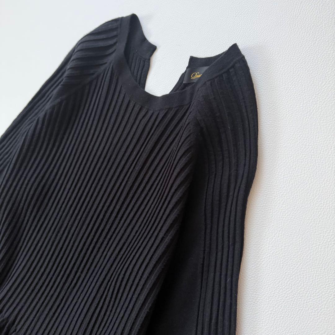 9.4万円✨ドゥロワー　16Gリブニットロングワンピース　バルーンスリーブ　黒