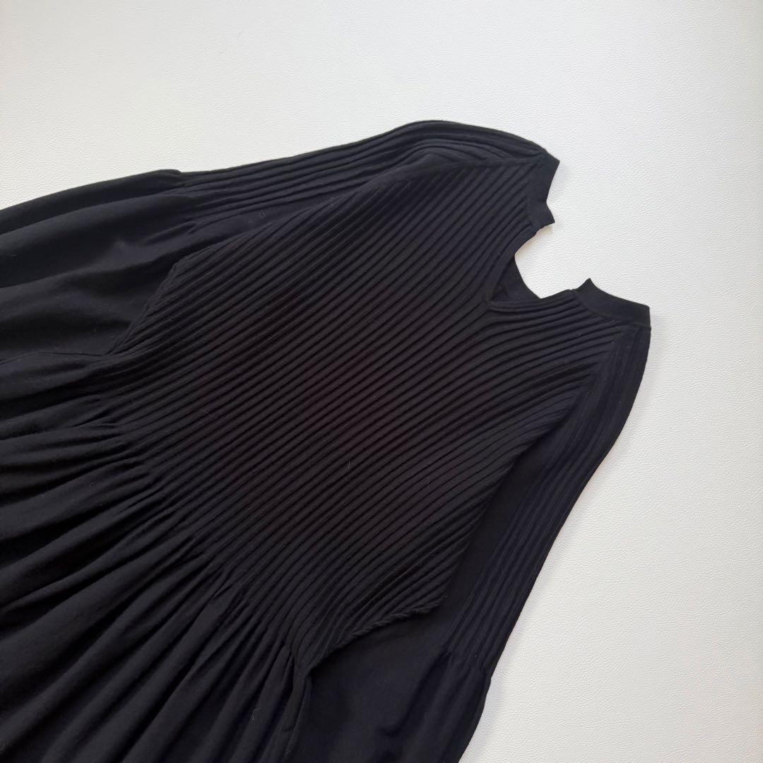 9.4万円✨ドゥロワー　16Gリブニットロングワンピース　バルーンスリーブ　黒