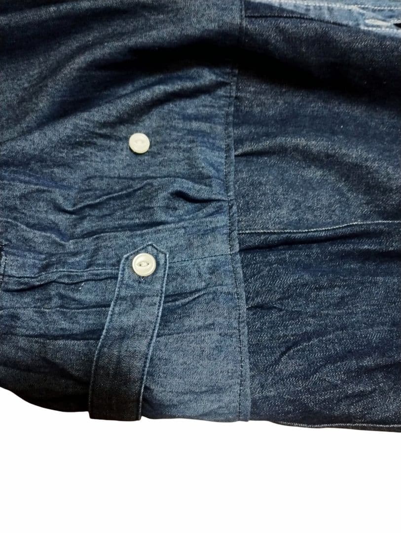 古着リメイク　ゆったり羽織れるデニムパッチワークワンピース　リメイクデニムシャツ