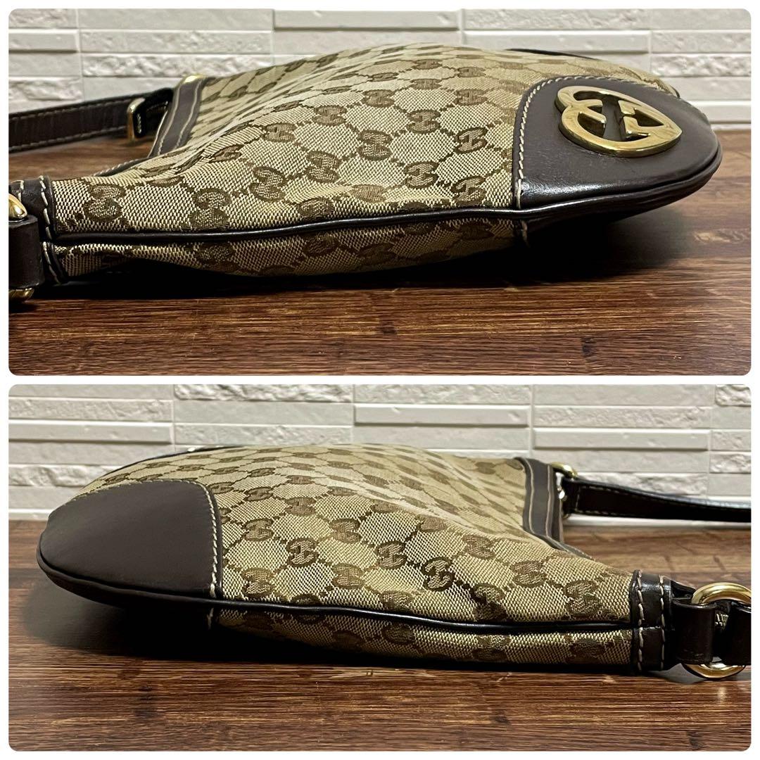 グッチ GGキャンバス × レザー ショルダー バッグ メッセンジャー.