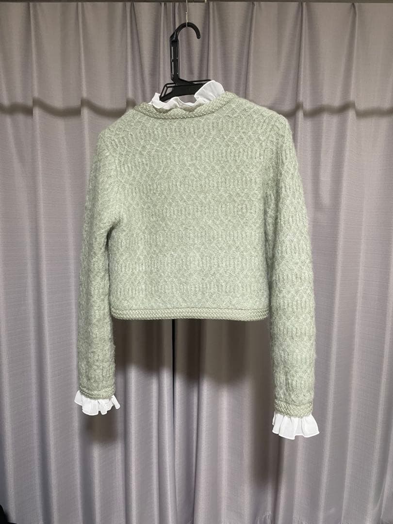 SNIDEL ファーライクフリルニットジャケット ミント