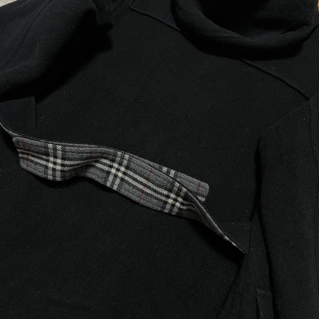 バーバリー　ブラックレーベル　ダッフルコート　チェック　黒　グレー　メンズ　M