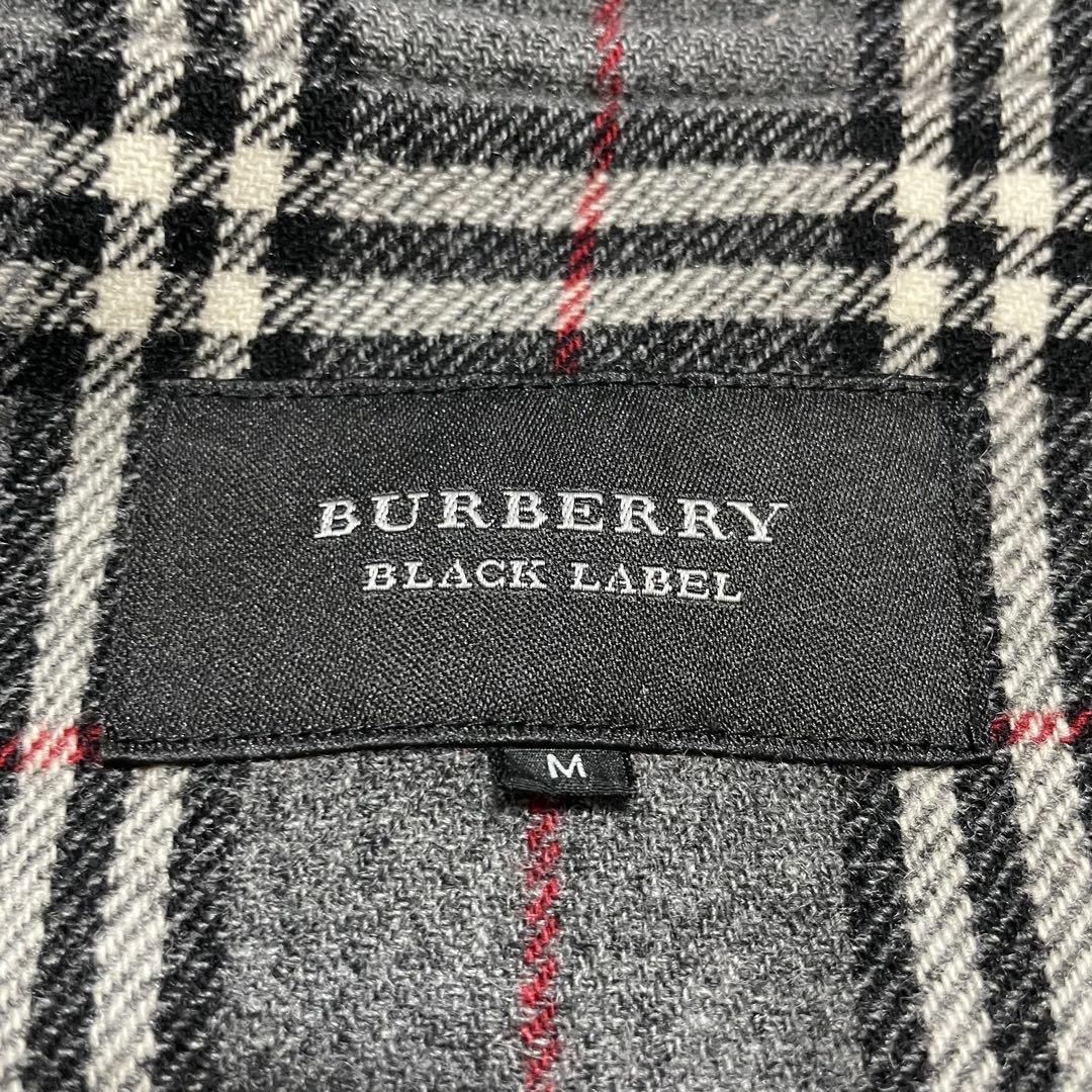 バーバリー　ブラックレーベル　ダッフルコート　チェック　黒　グレー　メンズ　M
