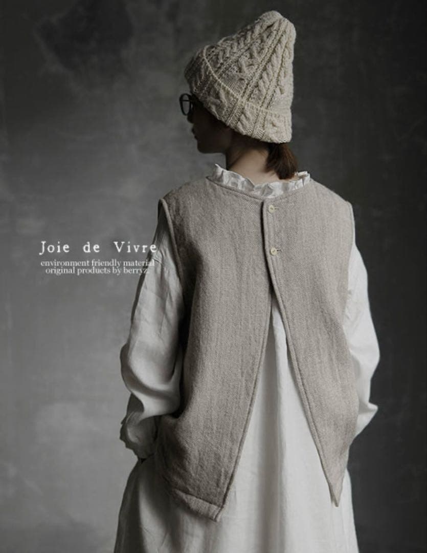 ベリースタイル Joie de Vivreウールリネンヘリンボーンベスト