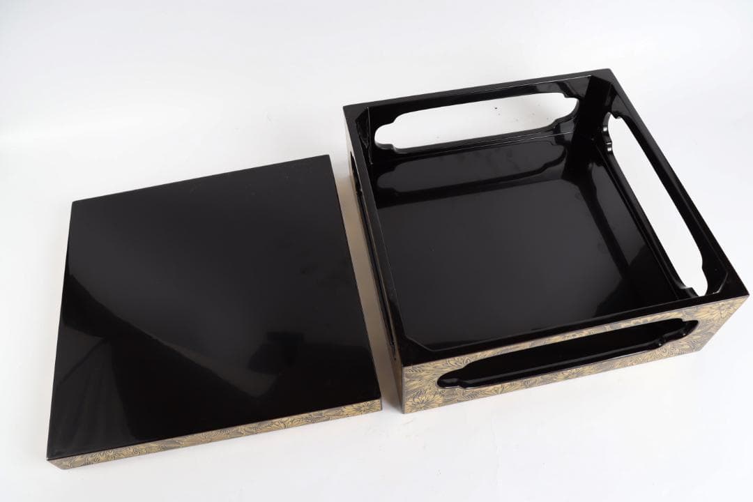 輪島塗 総菊蒔絵 重台 共箱 懐石道具 会席 重箱