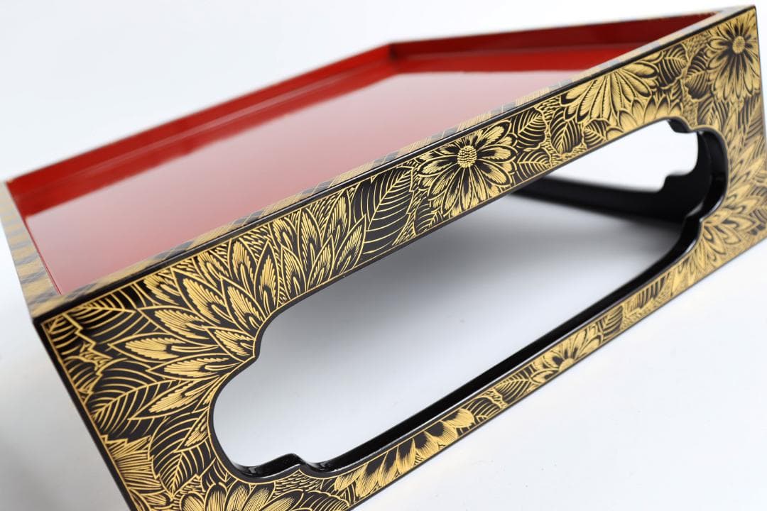 輪島塗 総菊蒔絵 重台 共箱 懐石道具 会席 重箱