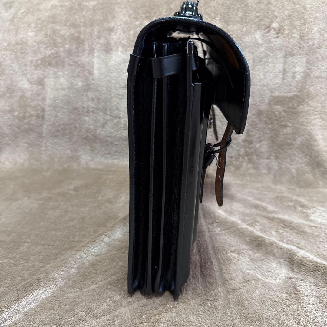 HINOMOTO スクールバッグ 鞄 レザー 黒 レトロ 本革