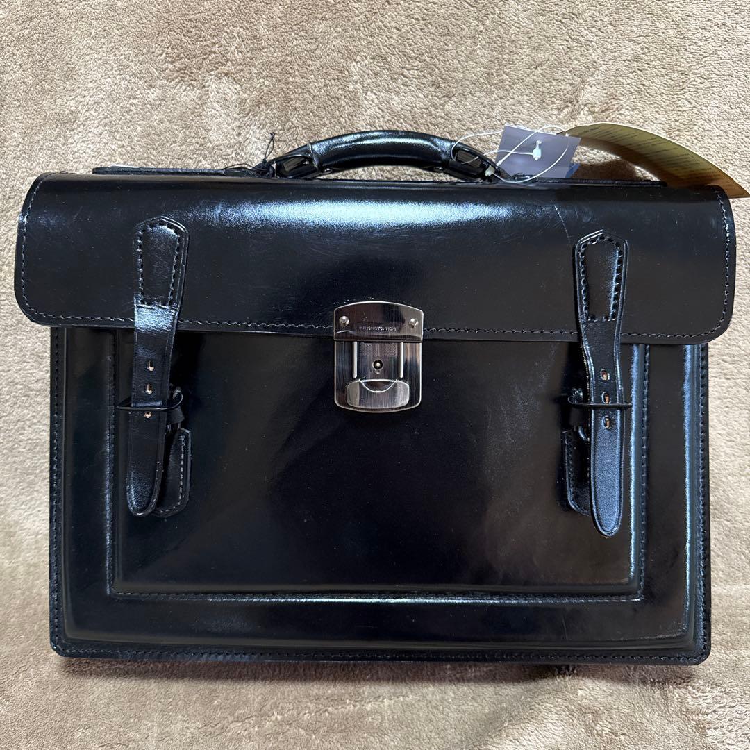 HINOMOTO スクールバッグ 鞄 レザー 黒 レトロ 本革