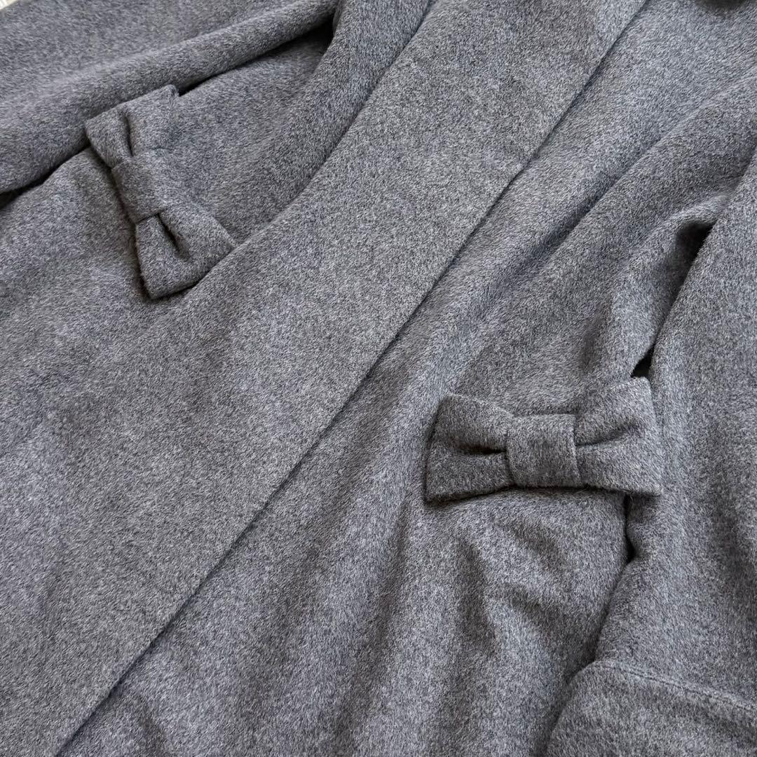 美品 M'S GRACY リボン ステンカラーコート カメリア グレー 40