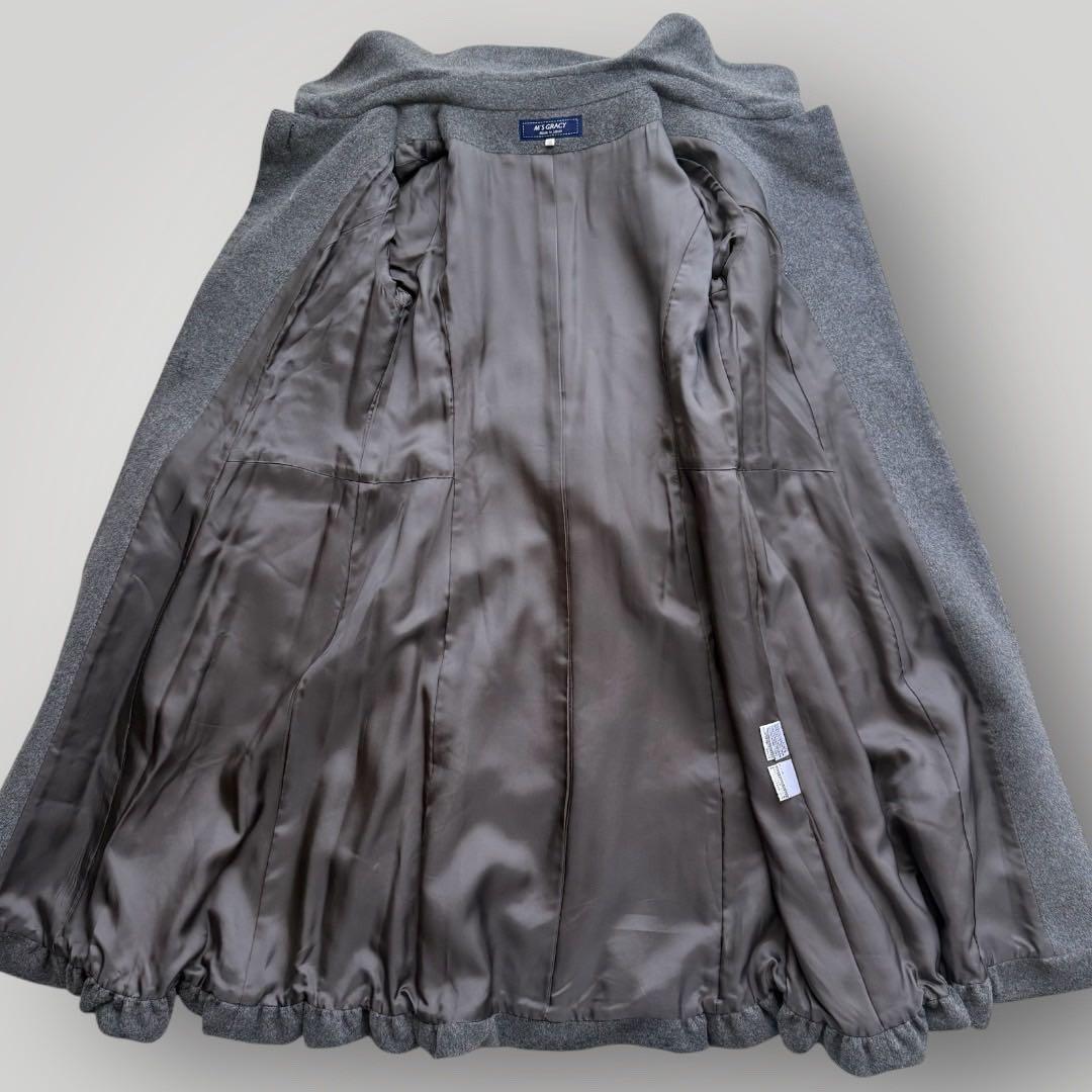 美品 M'S GRACY リボン ステンカラーコート カメリア グレー 40