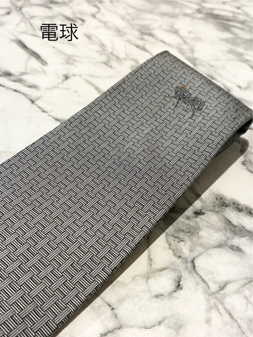 ✨クリーニング済✨エルメス　H柄 胸元ワンポイントホース刺繍ロゴ　ネクタイ